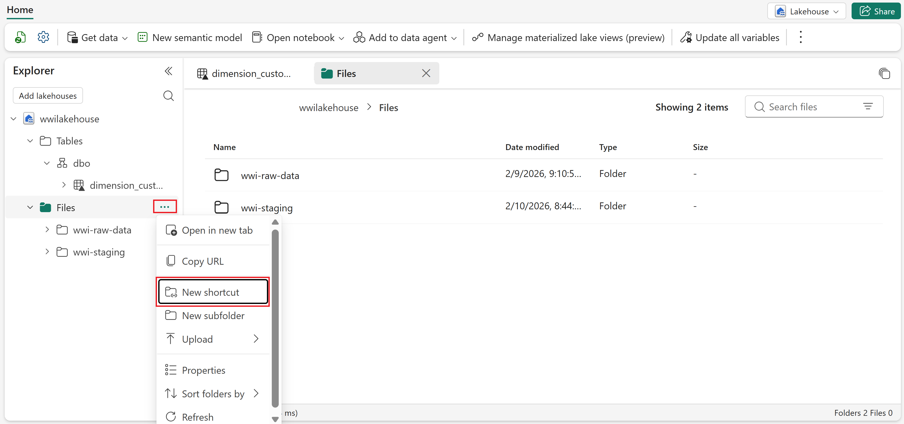 New Shortcut - Files